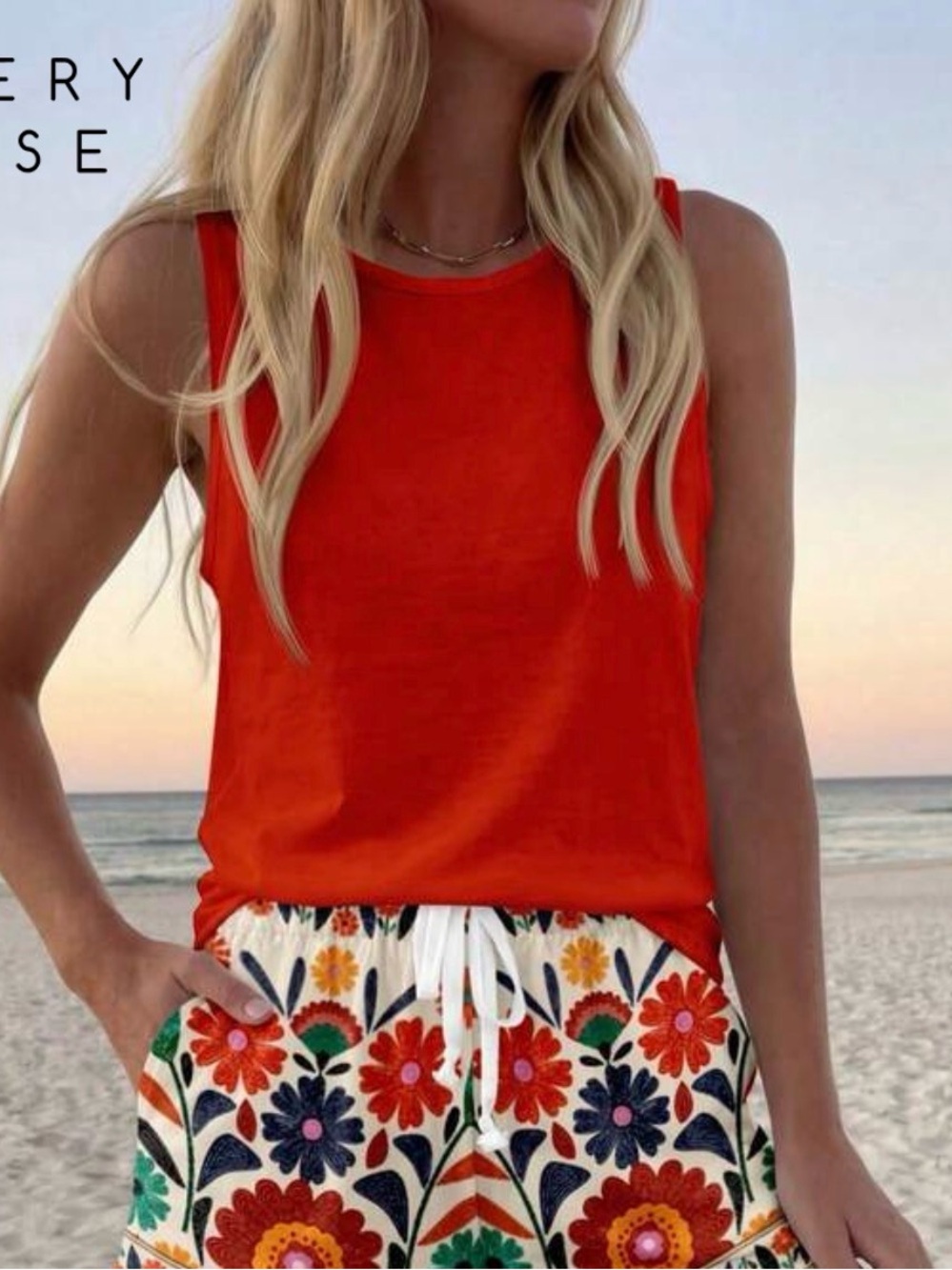 Women's Red Sleeveless Tank Top